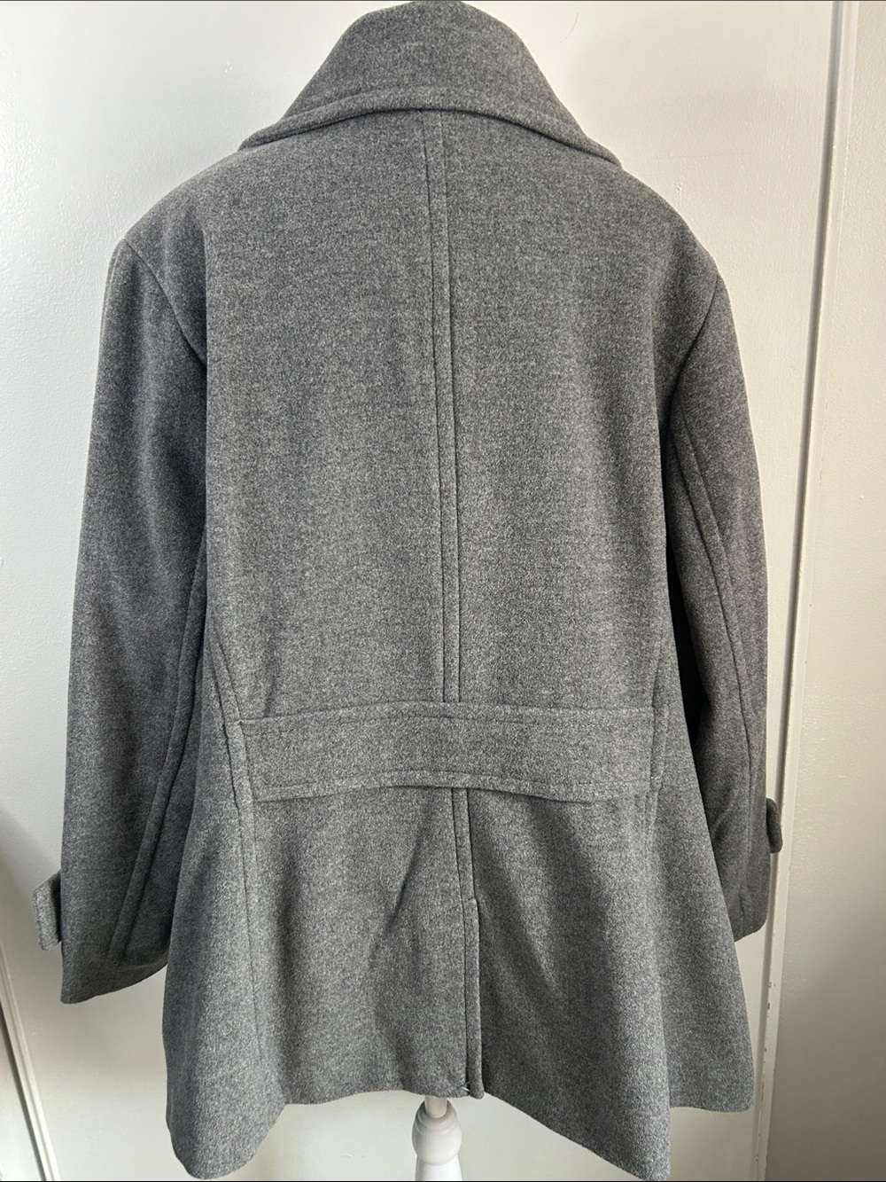 Lands' End Gray Double-Breasted Wool-Blend Peacoat - Picture 7 of 12
